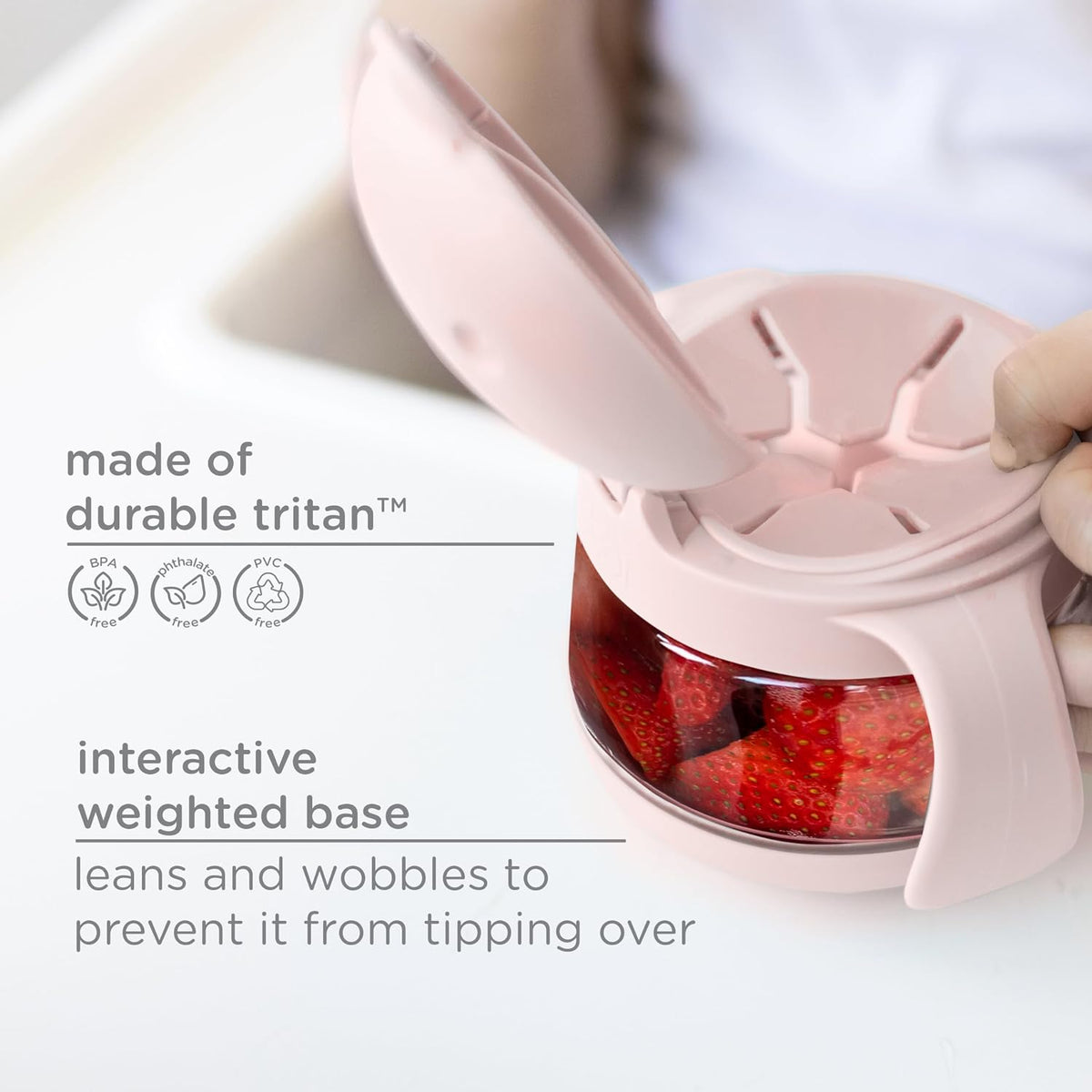 Tweat Snack Container for Kids & Toddlers, Blush Pink