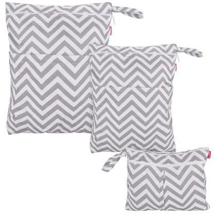 3Pcs Cloth Diapers Wet Dry Bag, Travel Organizer Bags, Jungle