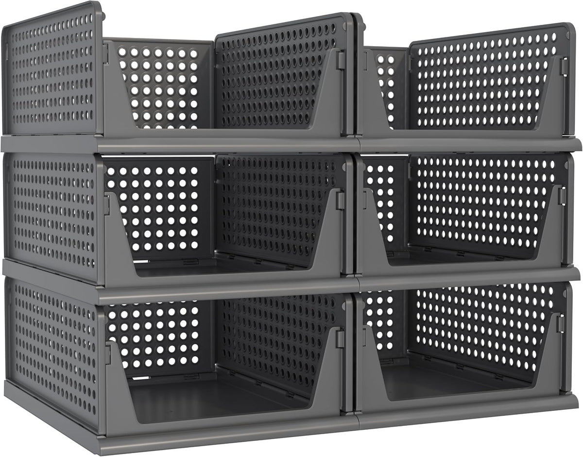 Stackable Plastic Storage Closet Organizers and Storage Bins Drawer Shelf Storage Container for Wardrobe Cupboard Kitchen Bathroom Office White