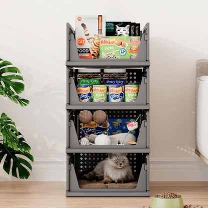 Stackable Plastic Storage Closet Organizers and Storage Bins Drawer Shelf Storage Container for Wardrobe Cupboard Kitchen Bathroom Office White