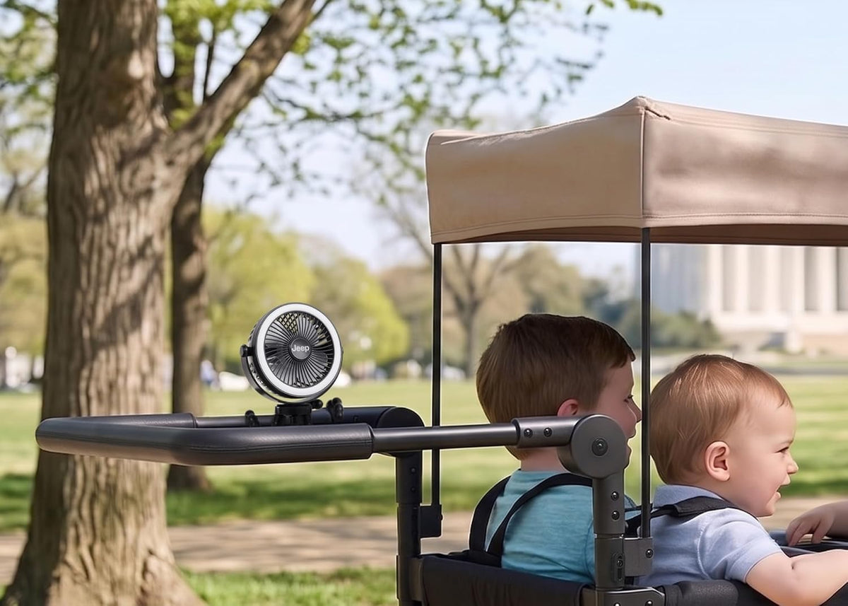 Jeep Portable LED Stroller Fan with Light & Flexible Legs