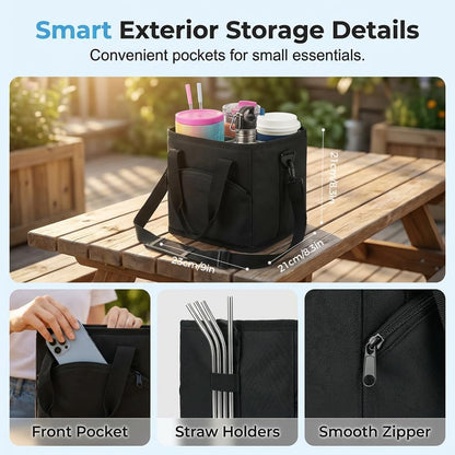 Family Size 4 Compartment Drink Bag, 2026 Tumbler Drink Bag Carrier with Adjustable Strap, Insulated Water Bottle Holder for Hiking, Walking, Sports, Travel