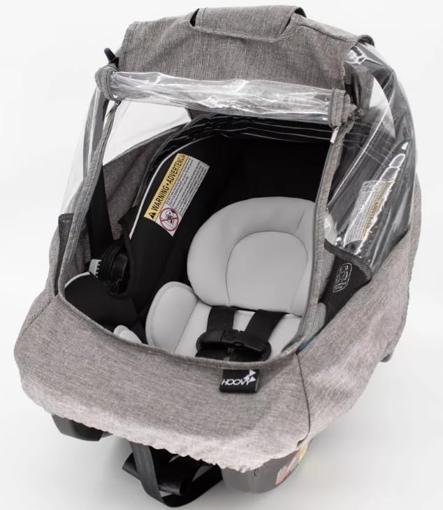 Universal Car Seat Rain Cover with Bug Net, Clear Window, Breathable Vents, Waterproof Zipper, for Infant Car Seats