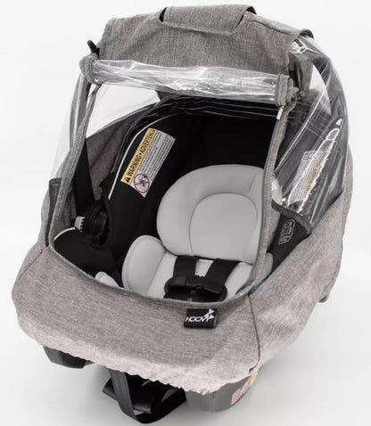 Universal Car Seat Rain Cover with Bug Net, Clear Window, Breathable Vents, Waterproof Zipper, for Infant Car Seats