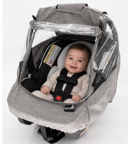 Universal Car Seat Rain Cover with Bug Net, Clear Window, Breathable Vents, Waterproof Zipper, for Infant Car Seats