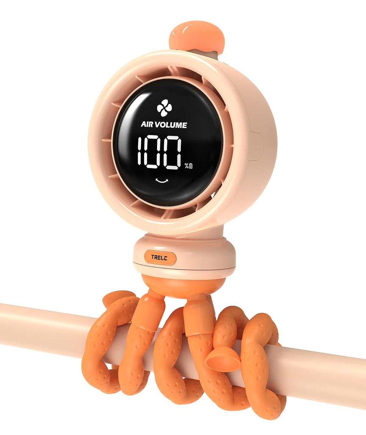 Baby Stroller Fan Large, Portable Bladeless Fan, 1-100 Speeds Quiet Turbo Stroller Fan with LED Display & Night Light, 3800mA Rechargeable Cooling Fans for Car Seat (Orange)