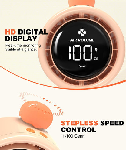 Baby Stroller Fan Large, Portable Bladeless Fan, 1-100 Speeds Quiet Turbo Stroller Fan with LED Display & Night Light, 3800mA Rechargeable Cooling Fans for Car Seat (Orange)
