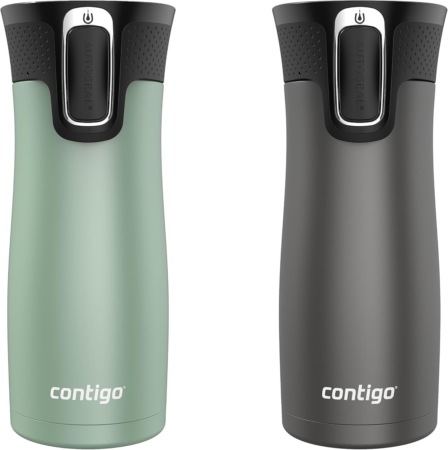 West Loop 2.0 Leak-Proof Spill-Proof Insulated Stainless Steel Travel Mug, 16oz., 2 Pack, Agave Metallic & Sake Metallic