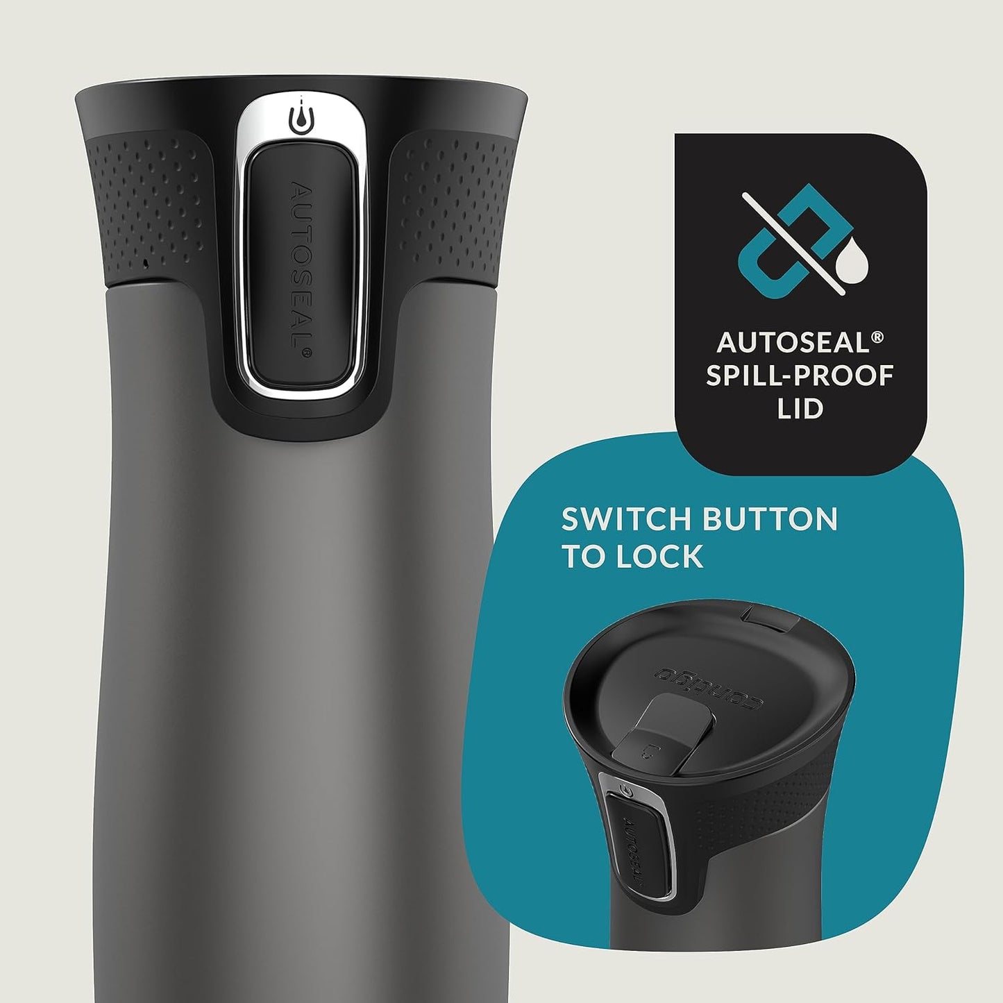 West Loop 2.0 Leak-Proof Spill-Proof Insulated Stainless Steel Travel Mug, 16oz., 2 Pack, Agave Metallic & Sake Metallic