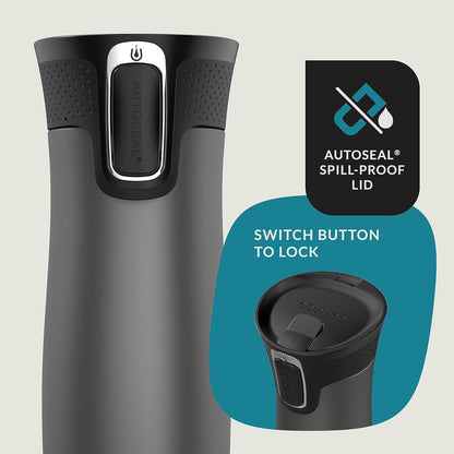 West Loop 2.0 Leak-Proof Spill-Proof Insulated Stainless Steel Travel Mug, 16oz., 2 Pack, Agave Metallic & Sake Metallic