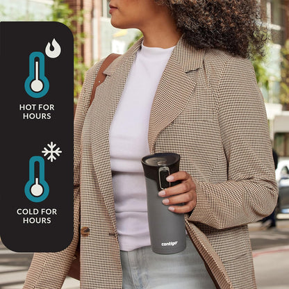 West Loop 2.0 Leak-Proof Spill-Proof Insulated Stainless Steel Travel Mug, 16oz., 2 Pack, Agave Metallic & Sake Metallic