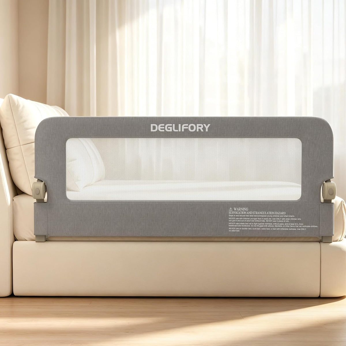 Bed Rail for Toddlers, 71IN Baby Bed Rail Guard Folding Up, Child Safety Side Railing Guards with Reinforced Anchor Bed, No-Tool Setup.