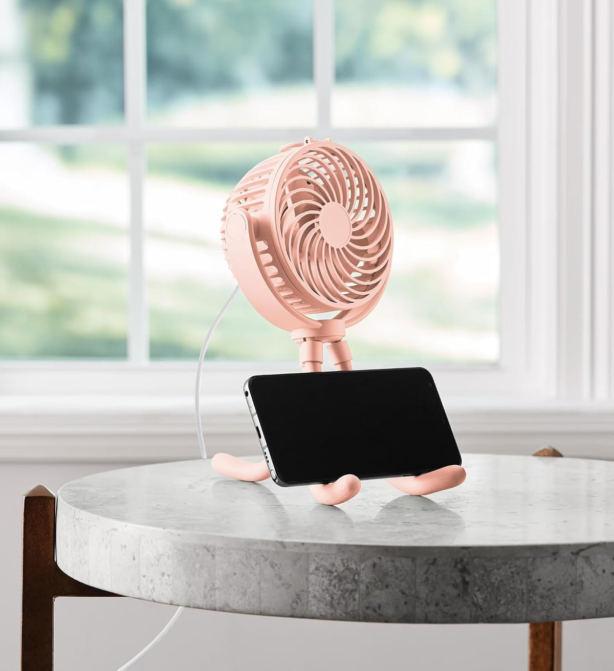 4" 3-Speed Rechargeable Stroller Fan with Flexible Tripod & Digital Display, Pink Portable Personal Cooling Fan for Stroller Car Seat Crib Travel Outdoor