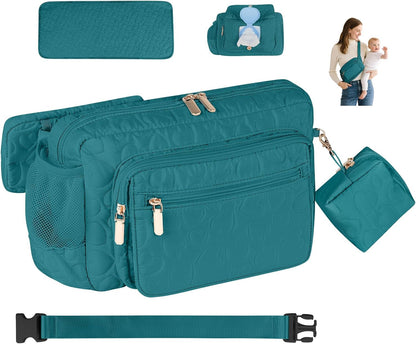 Quilted Puffy Diaper Fanny Pack, Crossbody Mom Purse,Textured Black