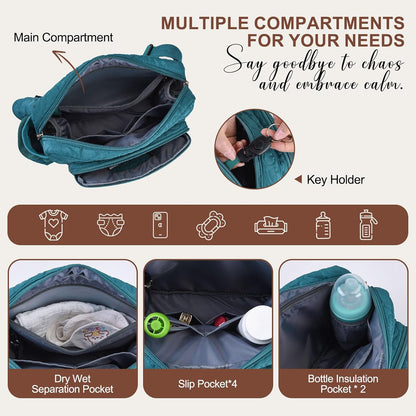 Quilted Puffy Diaper Fanny Pack, Crossbody Mom Purse,Textured Black