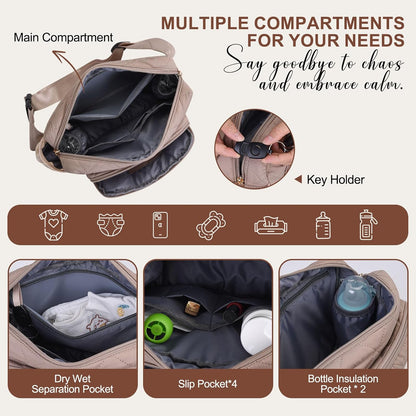 Quilted Puffy Diaper Fanny Pack, Crossbody Mom Purse,Textured Black