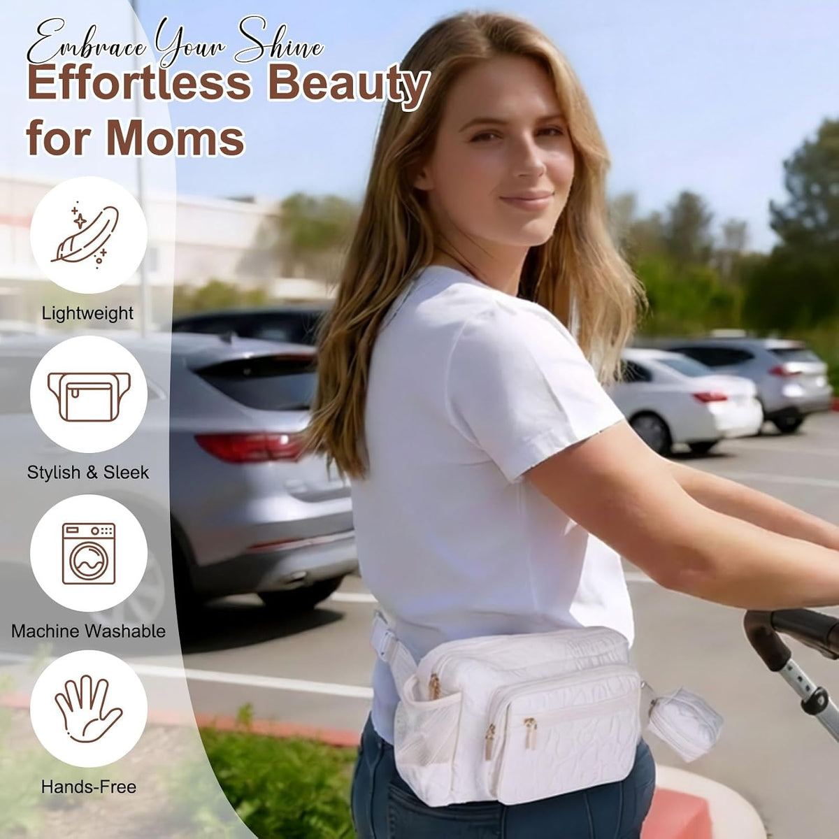 Quilted Puffy Diaper Fanny Pack, Crossbody Mom Purse,Textured Black
