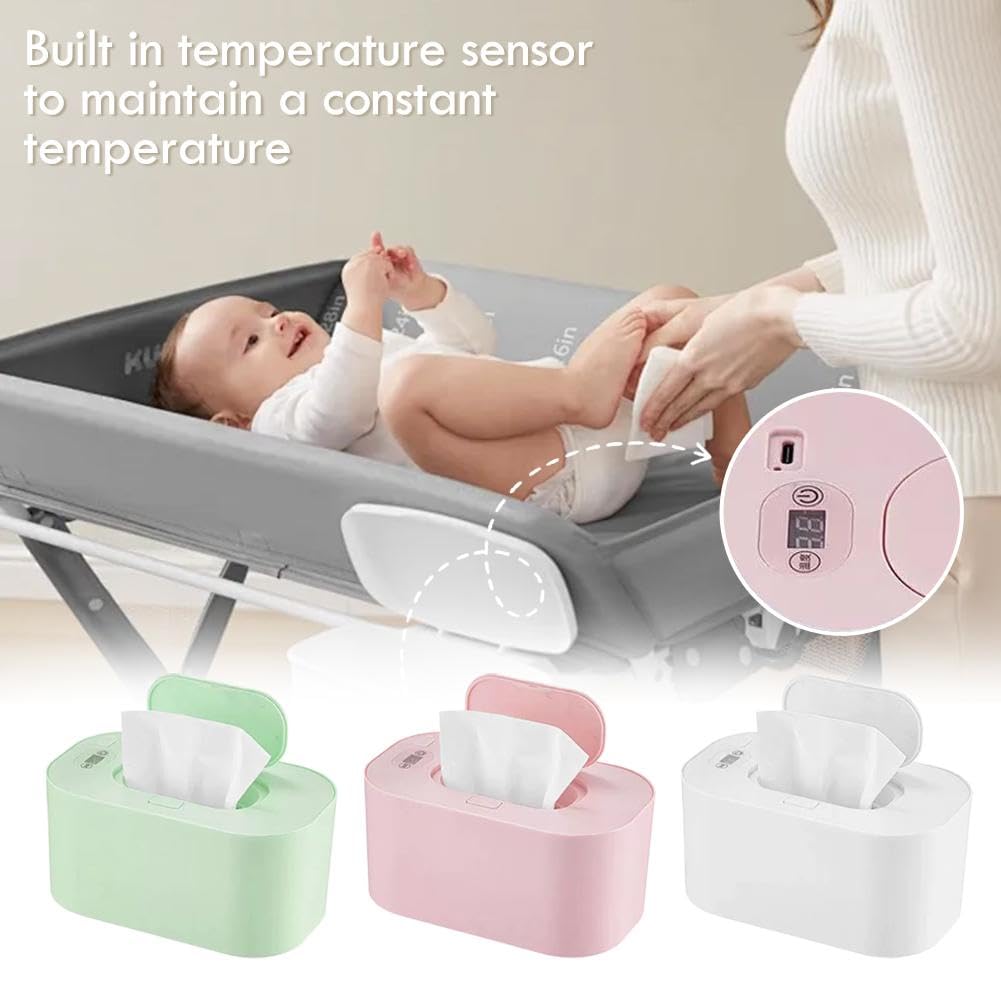Baby Wipe Warmer,New Portable Large Capacity Wipes Warmer Dispenser with LED Display,Adjustable Baby Wet Wipes Holder,Evenly Overall Heating for Home Car Travel Use
