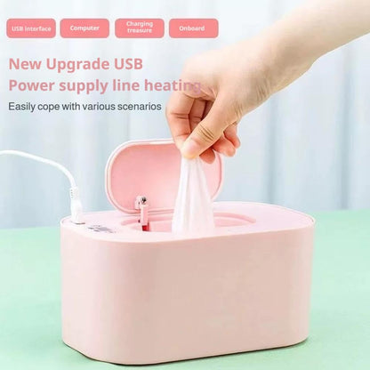 Baby Wipe Warmer,New Portable Large Capacity Wipes Warmer Dispenser with LED Display,Adjustable Baby Wet Wipes Holder,Evenly Overall Heating for Home Car Travel Use