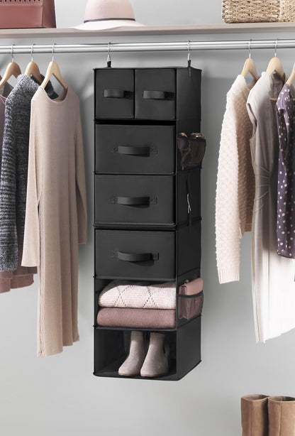 5 Section Closet Organizer - Hanging Shelves with Sturdy Metal Frame