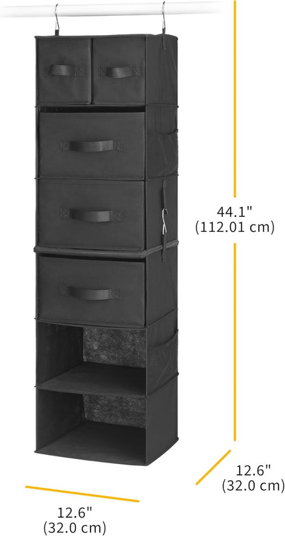 5 Section Closet Organizer - Hanging Shelves with Sturdy Metal Frame
