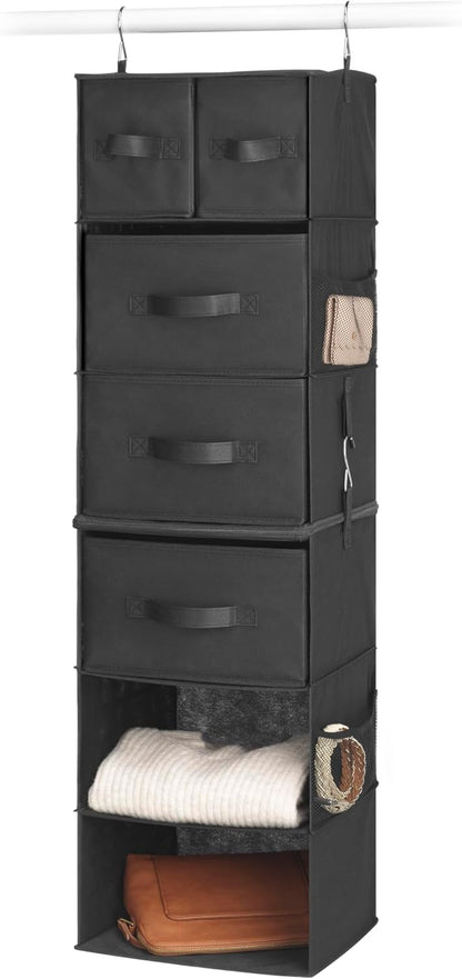 5 Section Closet Organizer - Hanging Shelves with Sturdy Metal Frame