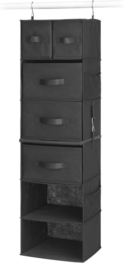 5 Section Closet Organizer - Hanging Shelves with Sturdy Metal Frame