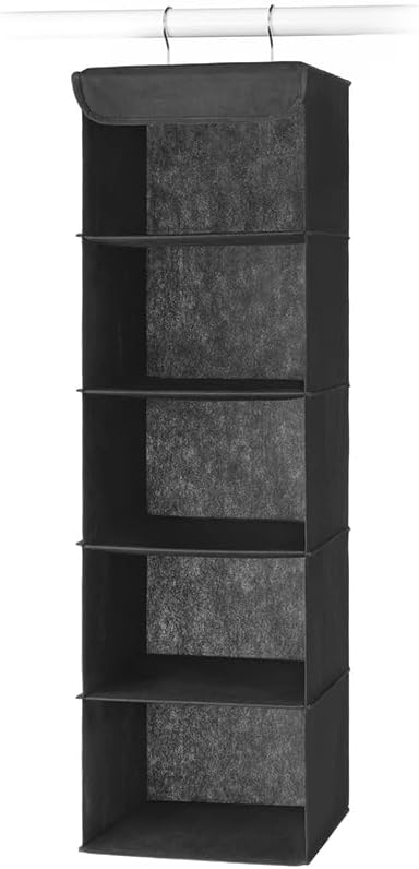 5 Section Closet Organizer - Hanging Shelves with Sturdy Metal Frame