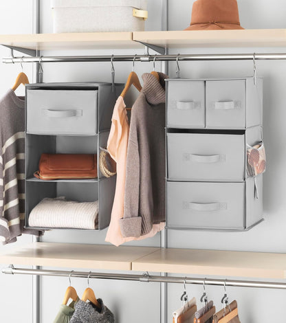 5 Section Closet Organizer - Hanging Shelves with Sturdy Metal Frame
