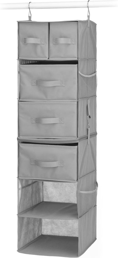 5 Section Closet Organizer - Hanging Shelves with Sturdy Metal Frame