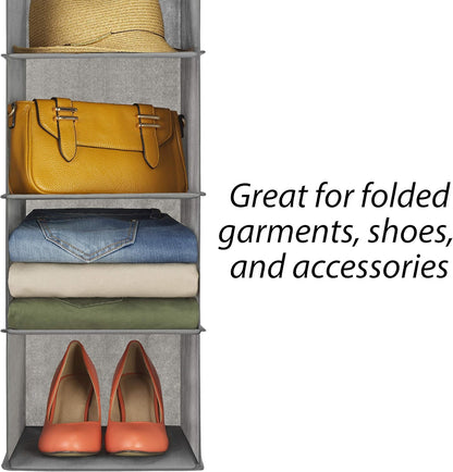 5 Section Closet Organizer - Hanging Shelves with Sturdy Metal Frame
