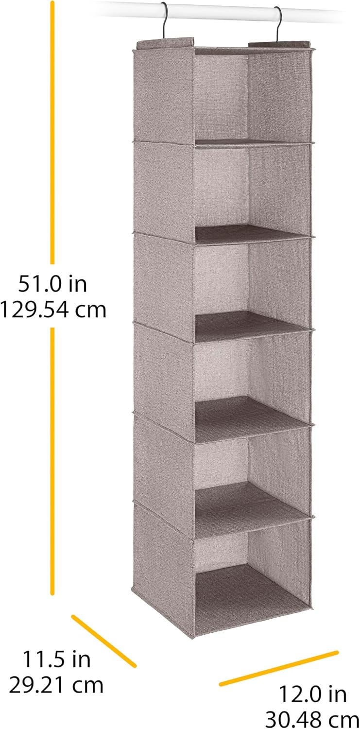 5 Section Closet Organizer - Hanging Shelves with Sturdy Metal Frame