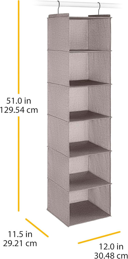 5 Section Closet Organizer - Hanging Shelves with Sturdy Metal Frame
