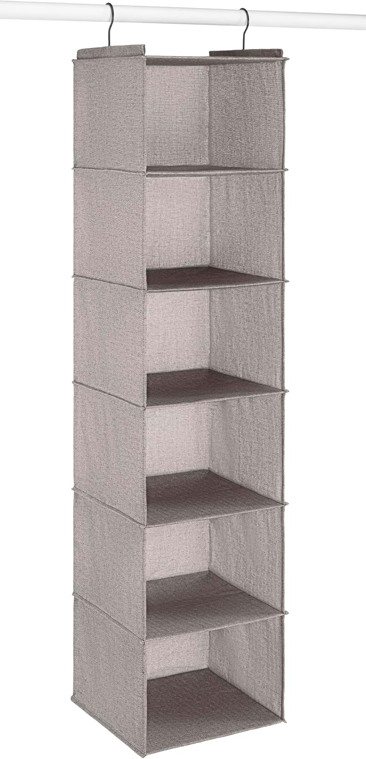 5 Section Closet Organizer - Hanging Shelves with Sturdy Metal Frame