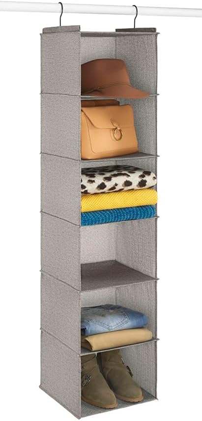 5 Section Closet Organizer - Hanging Shelves with Sturdy Metal Frame