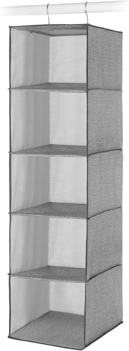 5 Section Closet Organizer - Hanging Shelves with Sturdy Metal Frame