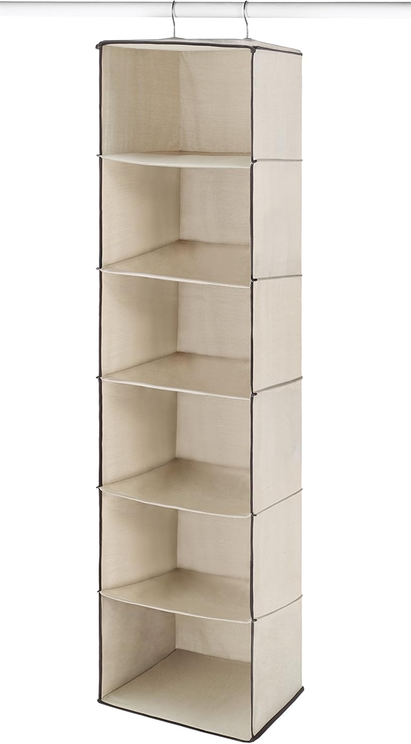 5 Section Closet Organizer - Hanging Shelves with Sturdy Metal Frame
