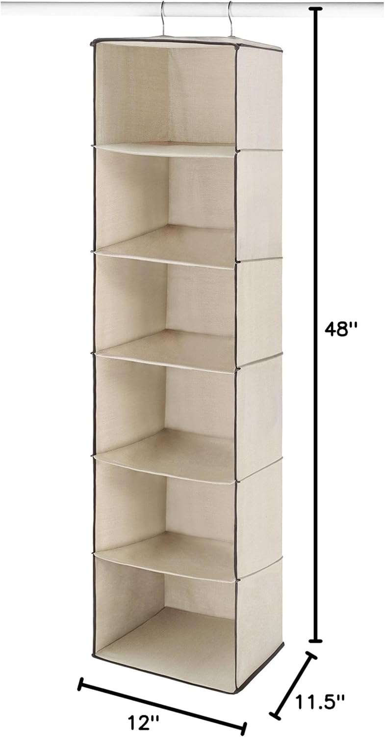 5 Section Closet Organizer - Hanging Shelves with Sturdy Metal Frame