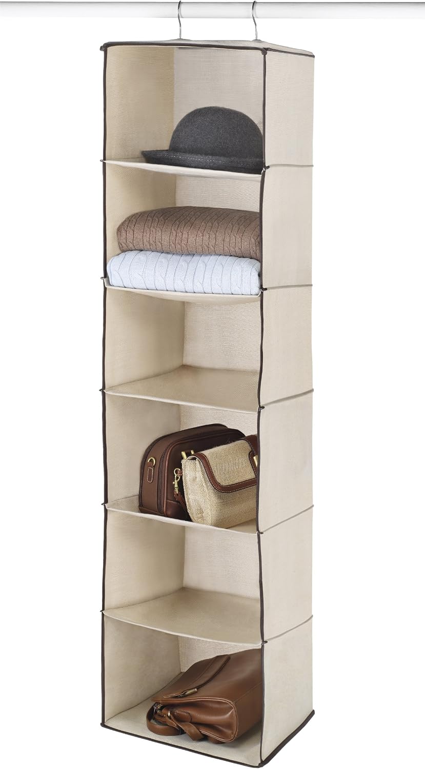5 Section Closet Organizer - Hanging Shelves with Sturdy Metal Frame
