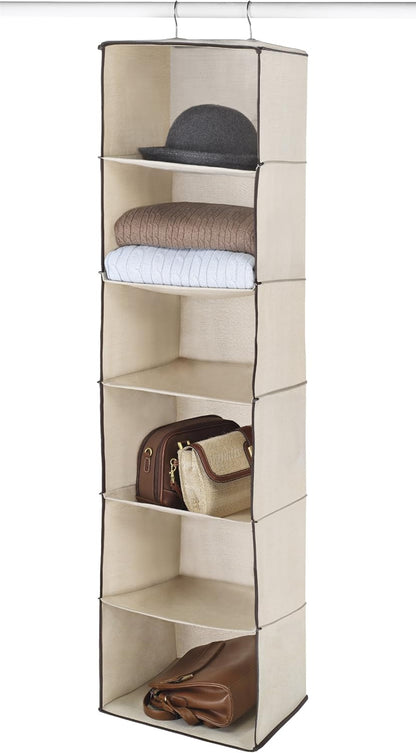 5 Section Closet Organizer - Hanging Shelves with Sturdy Metal Frame