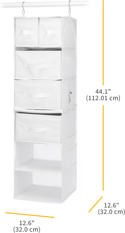 5 Section Closet Organizer - Hanging Shelves with Sturdy Metal Frame