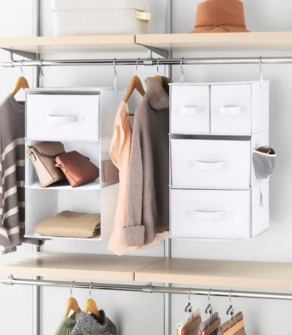 5 Section Closet Organizer - Hanging Shelves with Sturdy Metal Frame