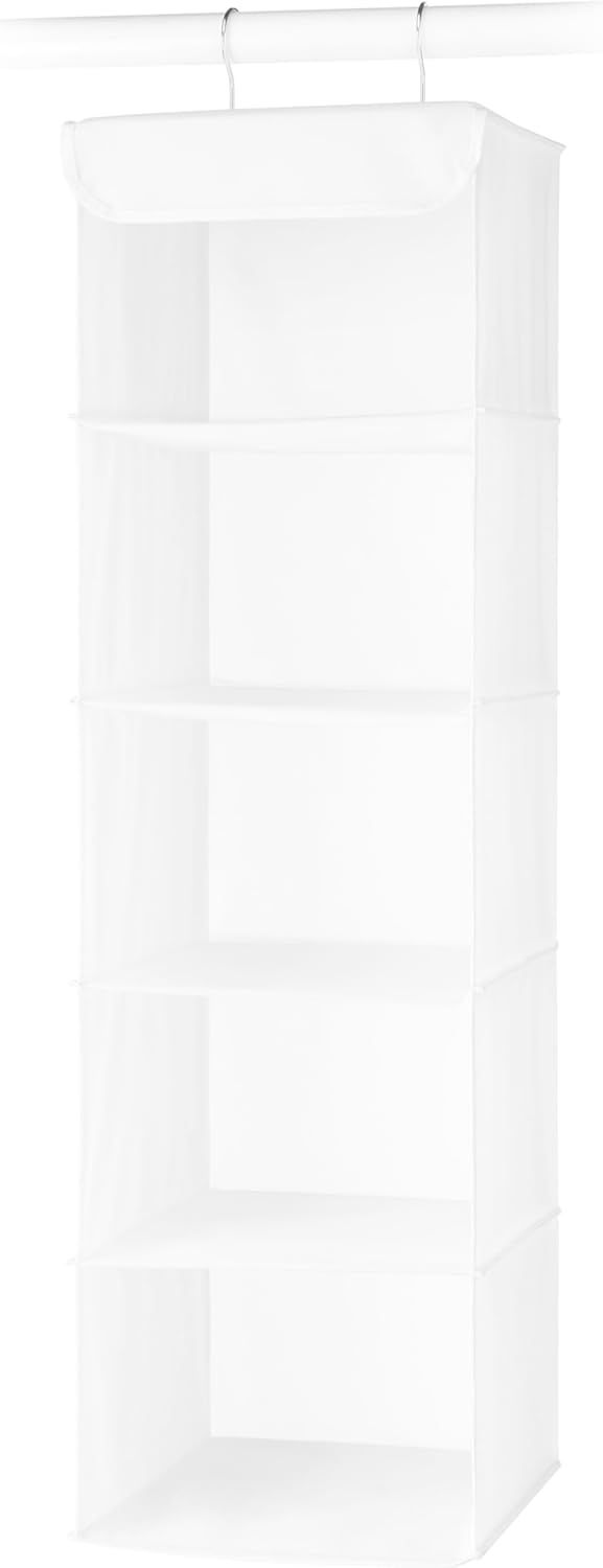 5 Section Closet Organizer - Hanging Shelves with Sturdy Metal Frame