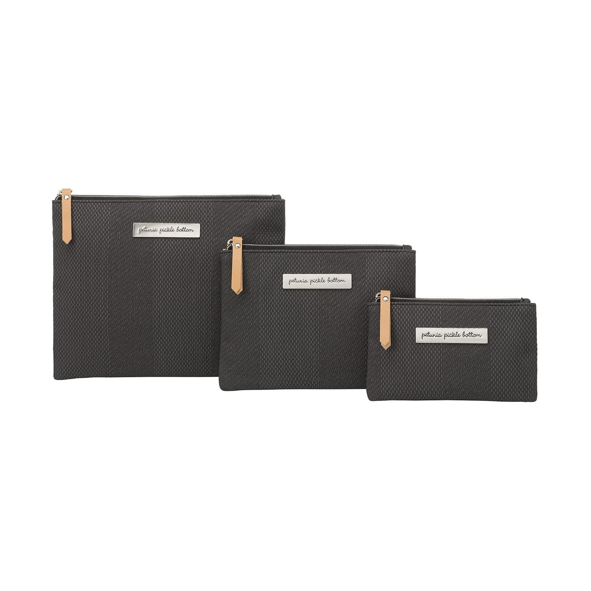 Organizer Trio, Zip-Close Pouches, 3 Sizes, For Diaper Bag, Stroller, Travel Bag, Carry Alone, Carbon Cable Stitch
