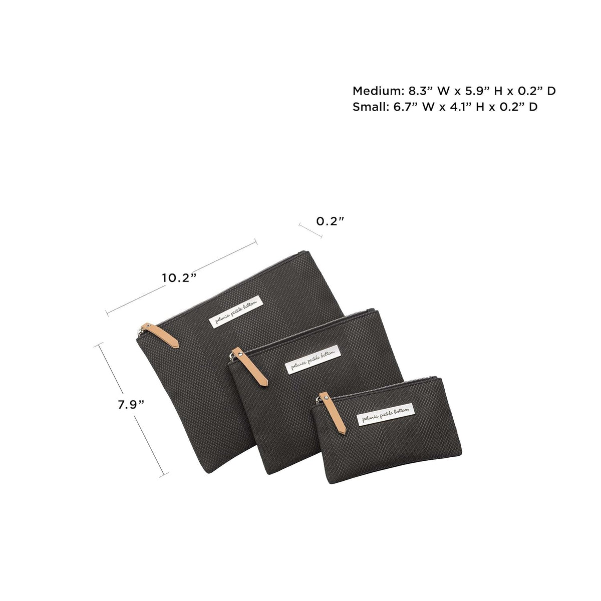 Organizer Trio, Zip-Close Pouches, 3 Sizes, For Diaper Bag, Stroller, Travel Bag, Carry Alone, Carbon Cable Stitch