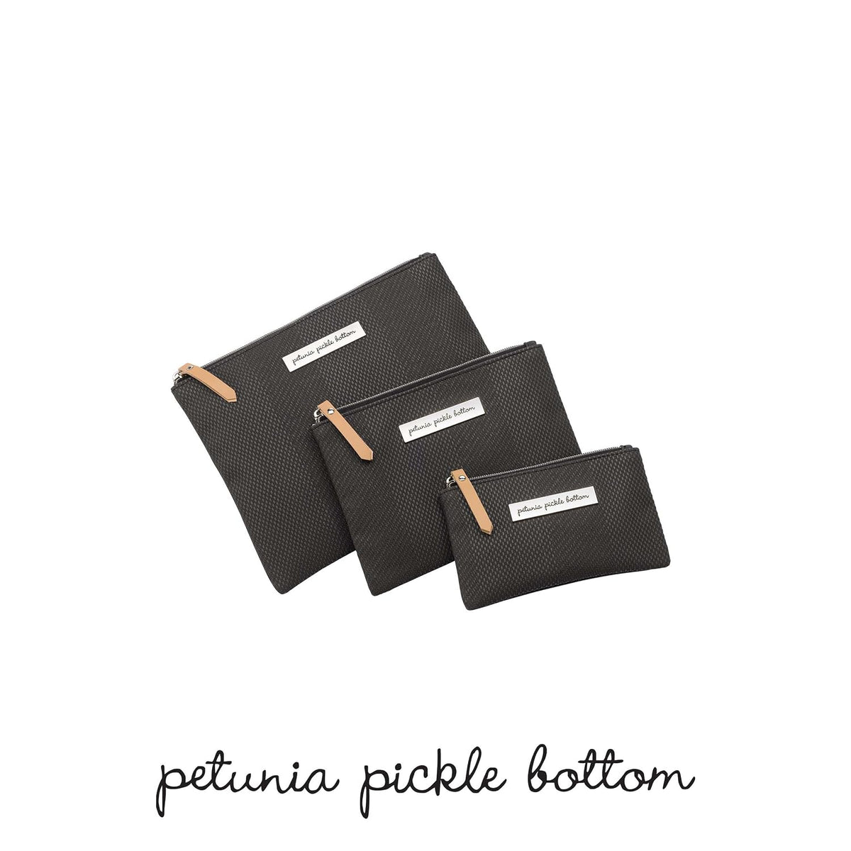 Organizer Trio, Zip-Close Pouches, 3 Sizes, For Diaper Bag, Stroller, Travel Bag, Carry Alone, Carbon Cable Stitch