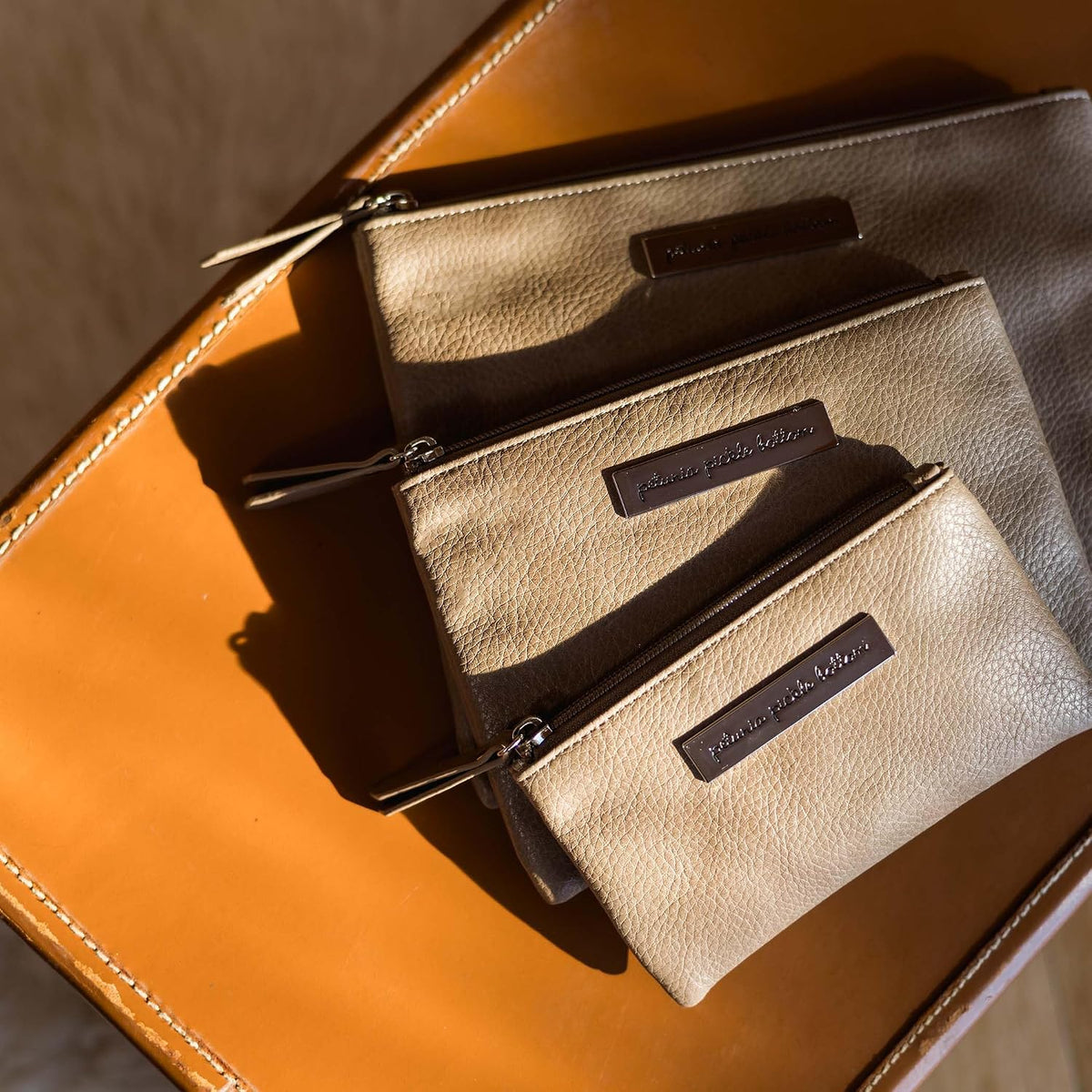 Organizer Trio, Zip-Close Pouches, 3 Sizes, For Diaper Bag, Stroller, Travel Bag, Carry Alone, Carbon Cable Stitch