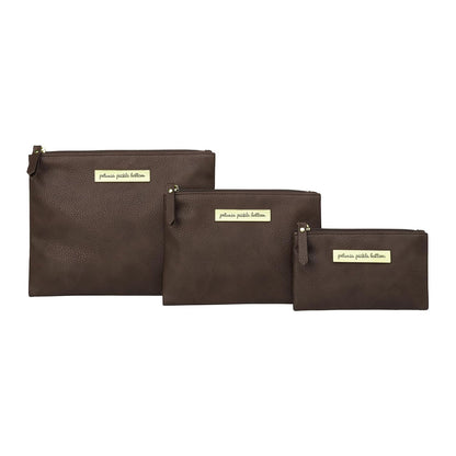 Organizer Trio, Zip-Close Pouches, 3 Sizes, For Diaper Bag, Stroller, Travel Bag, Carry Alone, Carbon Cable Stitch