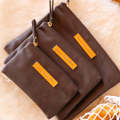 Organizer Trio, Zip-Close Pouches, 3 Sizes, For Diaper Bag, Stroller, Travel Bag, Carry Alone, Carbon Cable Stitch