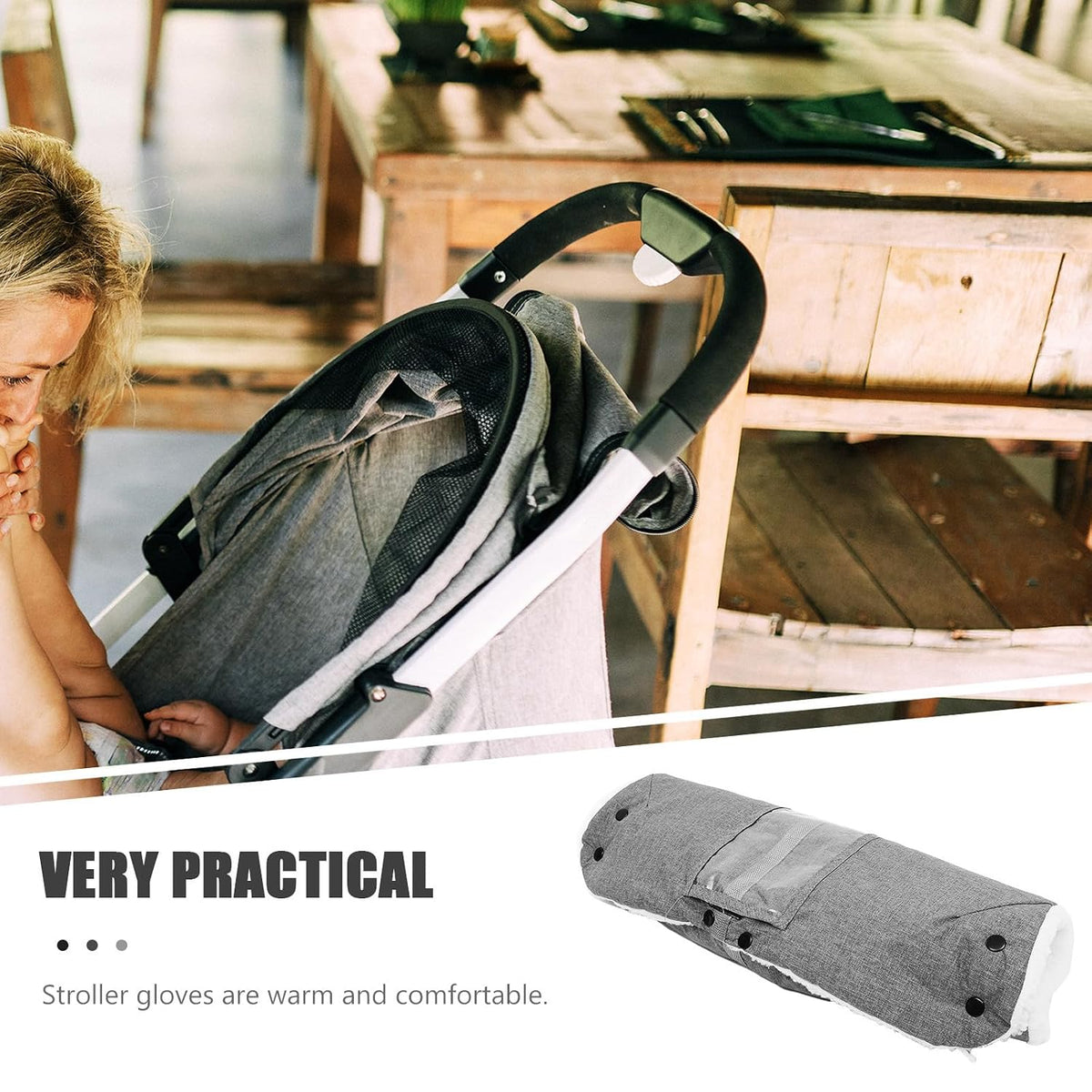 Windproof Winter Stroller Hand Muff with Detachable Design, Insulated Cotton Pushchair Hand Muff for Outdoor Use, Warm and Thickened Stroller Gloves for Men and Women